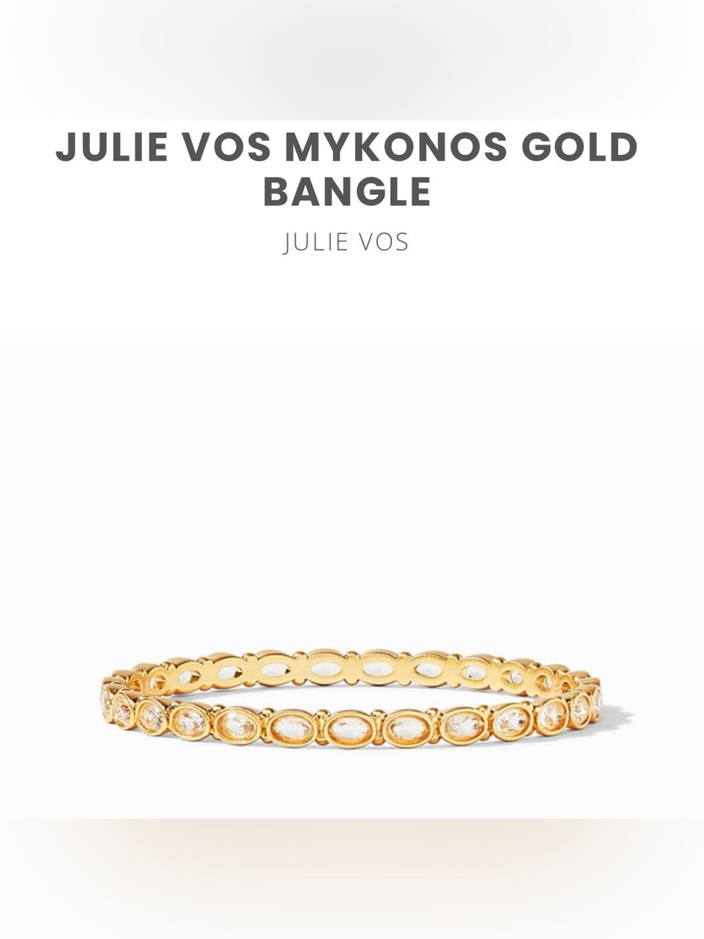 NWT Julie Vos Gold Crystal-Accented Mykonos Bangle